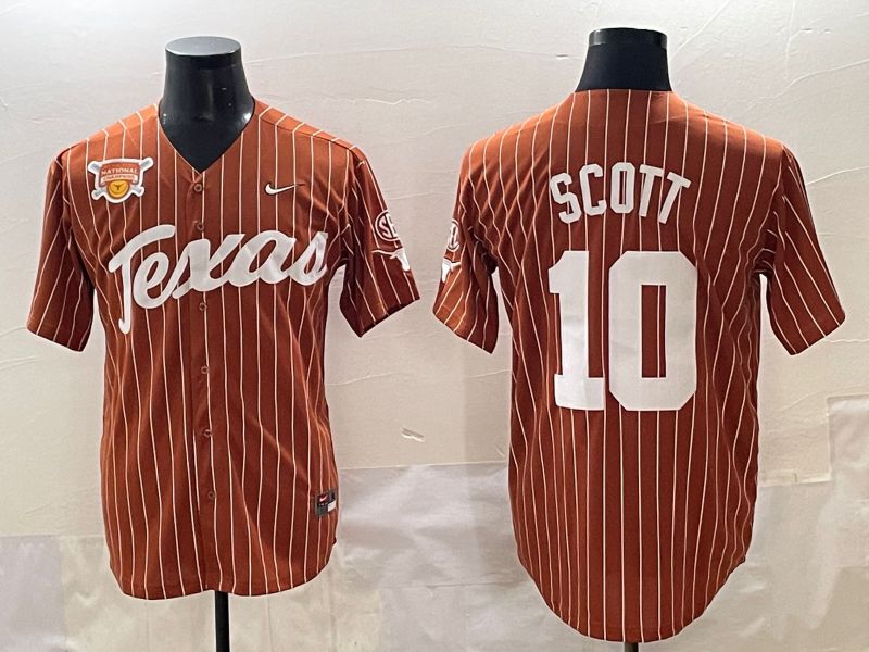 Men Texas Longhorns #10 Scott brown Nike joint Name NCAA 2025 Jersey style 33
